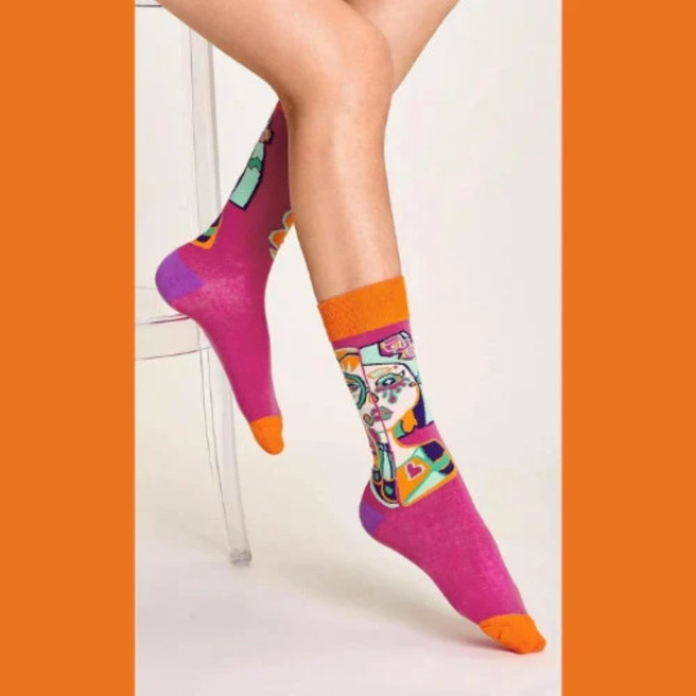Cool Pink Woman Figure Socks | Casual | Cotton